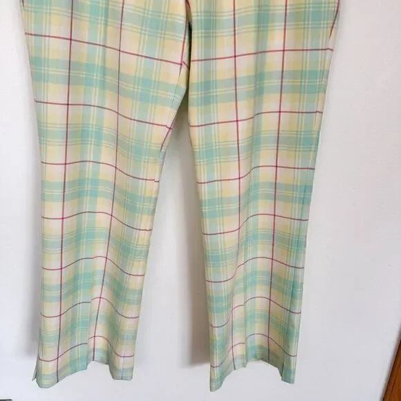 IJP Ian Poulter Design Men’s Yellow Blue Wool Blend Spring Pastel Plaid Golf Pan